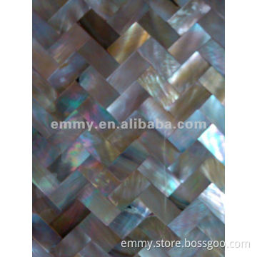 Herringbone natural brown mother of pearl seashell mosaic wall tiles